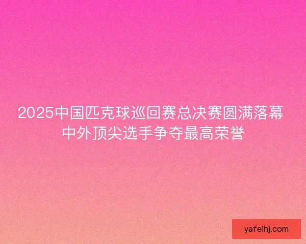 2025中国匹克球巡回赛总决赛圆满落幕 中外顶尖选手争夺最高荣誉