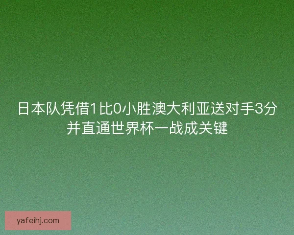 日本队凭借1比0小胜澳大利亚送对手3分并直通世界杯一战成关键
