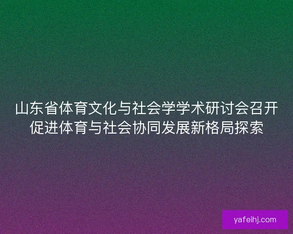 山东省体育文化与社会学学术研讨会召开促进体育与社会协同发展新格局探索